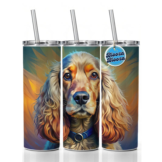 English Cocker Spaniel Dog Expressionism Art Skinny Tumbler 20oz with Straw Insulated Water Bottle Gift