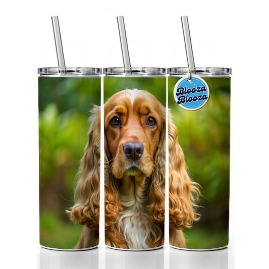 English Cocker Spaniel Dog Photo Skinny Tumbler 20oz with Straw Insulated Water Bottle Gift