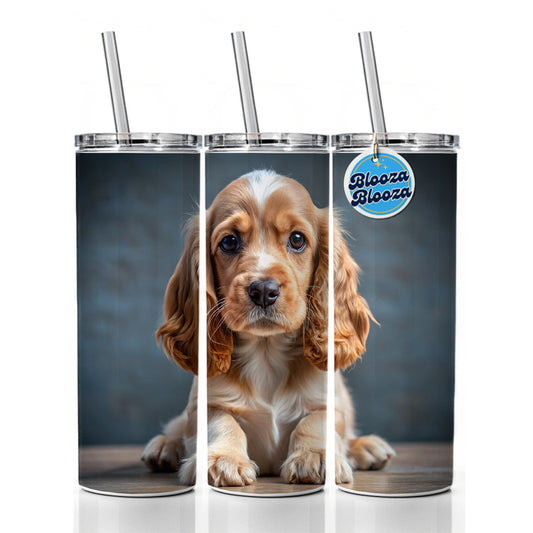English Cocker Spaniel Dog Puppy Photo Skinny Tumbler 20oz with Straw Insulated Water Bottle Gift