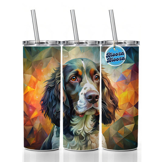 English Springer Spaniel Dog Abstract Art Skinny Tumbler 20oz with Straw Insulated Water Bottle Gift