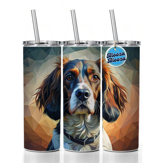 English Springer Spaniel Dog Abstract Stylized Art Skinny Tumbler 20oz with Straw Insulated Water Bottle Gift