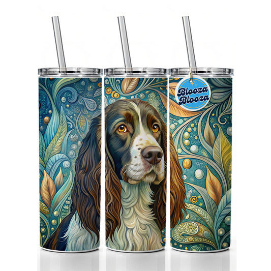 English Springer Spaniel Dog Art Nouveau Skinny Tumbler 20oz with Straw Insulated Water Bottle Gift