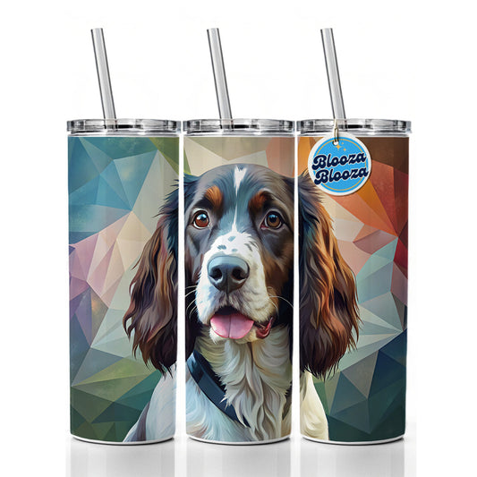 English Springer Spaniel Dog Contemporary Art Skinny Tumbler 20oz with Straw Insulated Water Bottle Gift