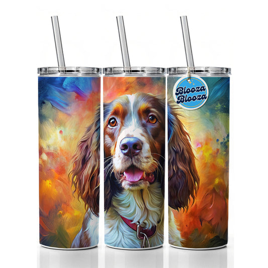 English Springer Spaniel Dog Expressionism Art Skinny Tumbler 20oz with Straw Insulated Water Bottle Gift
