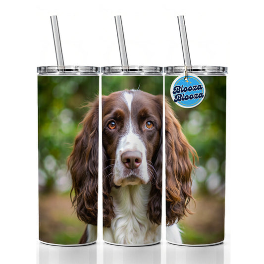English Springer Spaniel Dog Photo Skinny Tumbler 20oz with Straw Insulated Water Bottle Gift