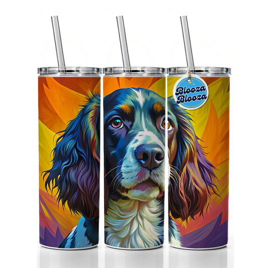 English Springer Spaniel Dog Pop Art Skinny Tumbler 20oz with Straw Insulated Water Bottle Gift