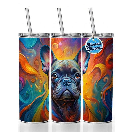 French Bulldog Frenchie Dog Abstract Art Skinny Tumbler 20oz with Straw Insulated Water Bottle Gift