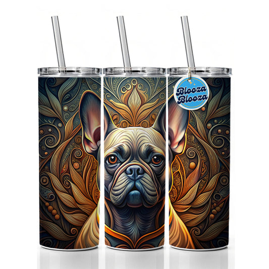 French Bulldog Frenchie Dog Art Nouveau Skinny Tumbler 20oz with Straw Insulated Water Bottle Gift