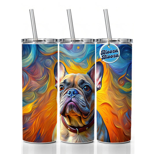 French Bulldog Frenchie Dog Expressionism Art Skinny Tumbler 20oz with Straw Insulated Water Bottle Gift