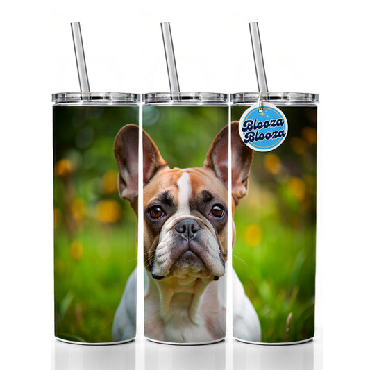 French Bulldog Frenchie Dog Photo Skinny Tumbler 20oz with Straw Insulated Water Bottle Gift