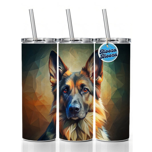 German Shepherd Dog Abstract Stylized Art Skinny Tumbler 20oz with Straw Insulated Water Bottle Gift