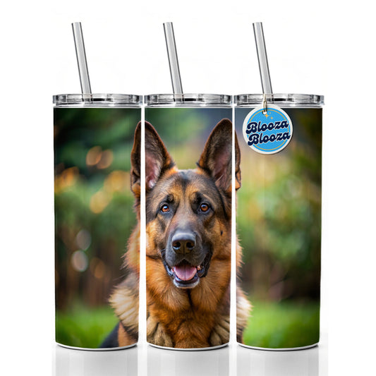German Shepherd Dog Photo Skinny Tumbler 20oz with Straw Insulated Water Bottle Gift