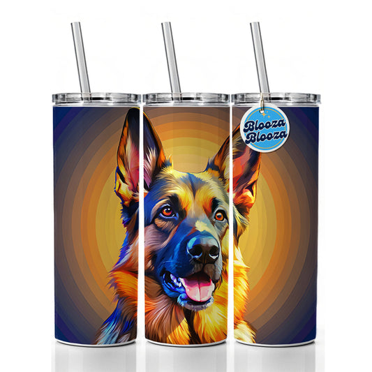 German Shepherd Dog Pop Art Skinny Tumbler 20oz with Straw Insulated Water Bottle Gift