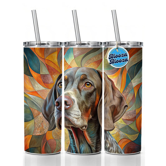 German Shorthaired Pointer Dog Abstract Art Skinny Tumbler 20oz with Straw Insulated Water Bottle Gift