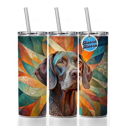 German Shorthaired Pointer Dog Abstract Stylized Art Skinny Tumbler 20oz with Straw Insulated Water Bottle Gift