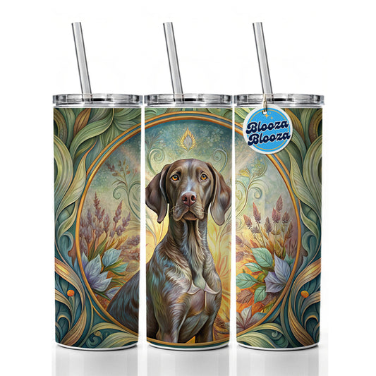 German Shorthaired Pointer Dog Art Nouveau Skinny Tumbler 20oz with Straw Insulated Water Bottle Gift