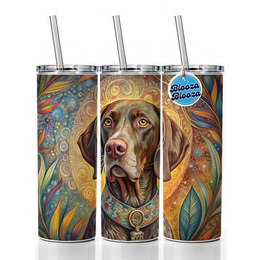 German Shorthaired Pointer Dog Bohemian Art Skinny Tumbler 20oz with Straw Insulated Water Bottle Gift