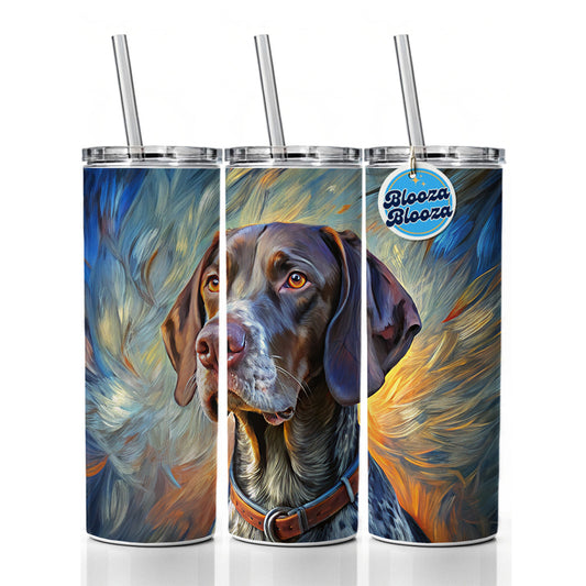 German Shorthaired Pointer Dog Expressionism Art Skinny Tumbler 20oz with Straw Insulated Water Bottle Gift