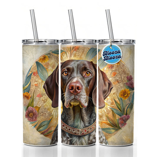 German Shorthaired Pointer Dog French Bohemian Art Skinny Tumbler 20oz with Straw Insulated Water Bottle Gift