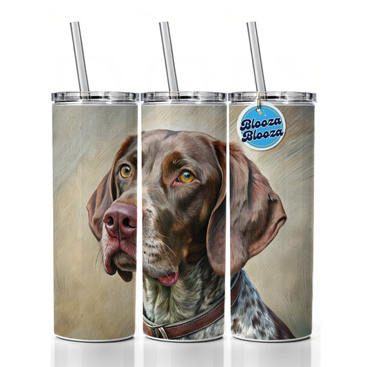 German Shorthaired Pointer Dog Illustration Skinny Tumbler 20oz with Straw Insulated Water Bottle Gift