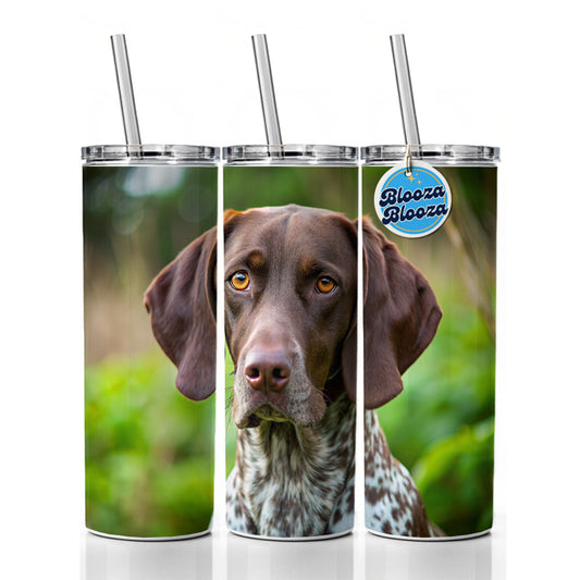 German Shorthaired Pointer Dog Photo Skinny Tumbler 20oz with Straw Insulated Water Bottle Gift