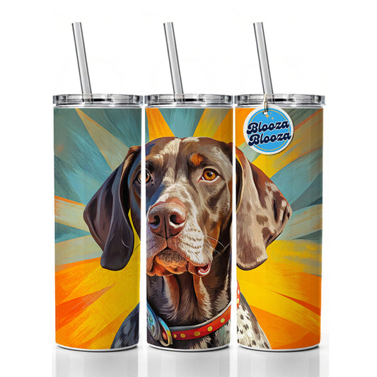 German Shorthaired Pointer Dog Pop Art Skinny Tumbler 20oz with Straw Insulated Water Bottle Gift
