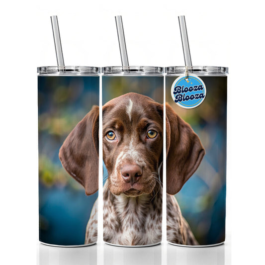 German Shorthaired Pointer Dog Puppy Photo Skinny Tumbler 20oz with Straw Insulated Water Bottle Gift