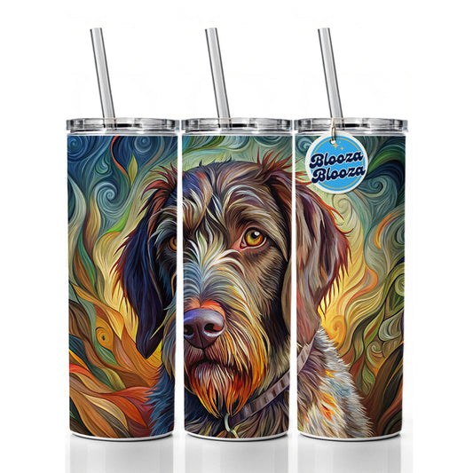 German Wirehaired Pointer Dog Abstract Art Skinny Tumbler 20oz with Straw Insulated Water Bottle Gift