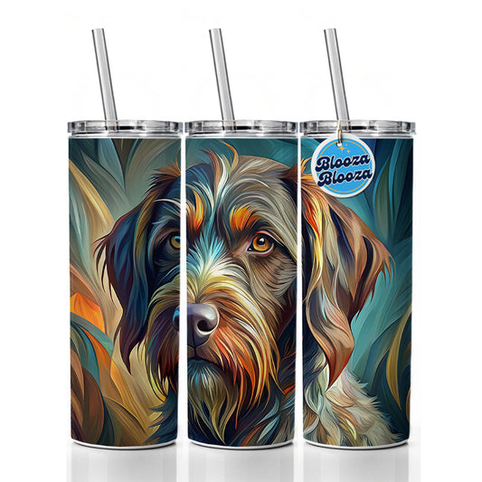 German Wirehaired Pointer Dog Abstract Stylized Art Skinny Tumbler 20oz with Straw Insulated Water Bottle Gift