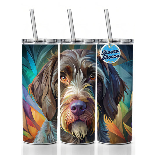 German Wirehaired Pointer Dog Contemporary Art Skinny Tumbler 20oz with Straw Insulated Water Bottle Gift