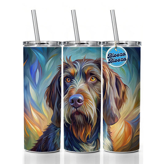 German Wirehaired Pointer Dog Expressionism Art Skinny Tumbler 20oz with Straw Insulated Water Bottle Gift