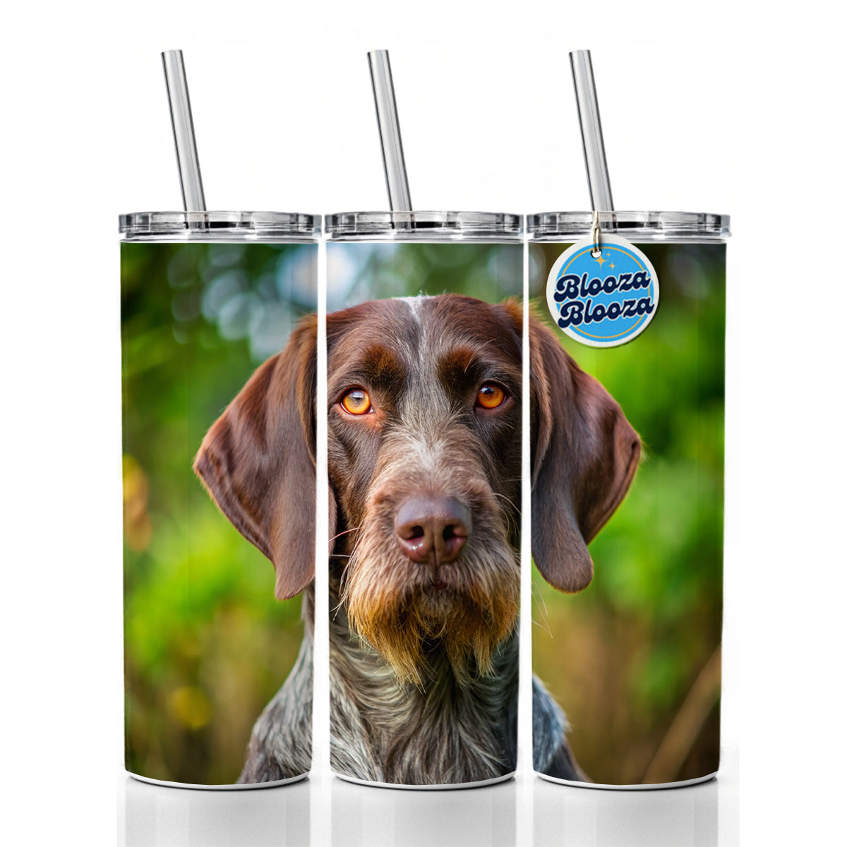 German Wirehaired Pointer Dog Photo Skinny Tumbler 20oz with Straw Insulated Water Bottle Gift