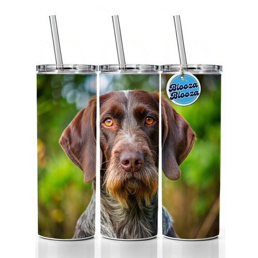 German Wirehaired Pointer Dog Photo Skinny Tumbler 20oz with Straw Insulated Water Bottle Gift