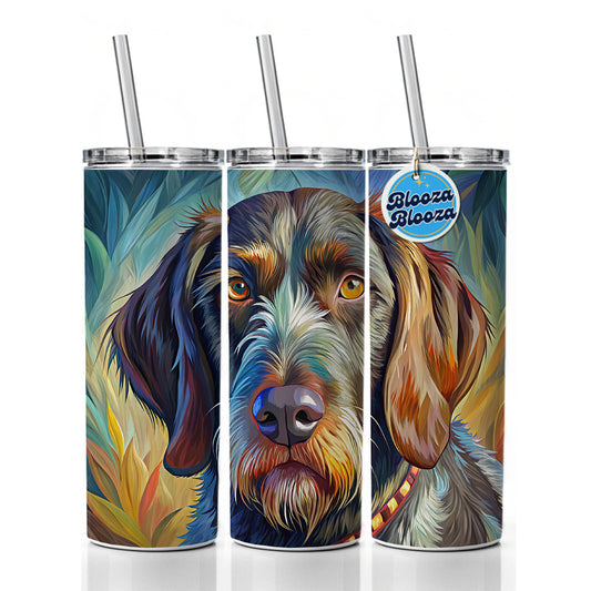German Wirehaired Pointer Dog Pop Art Skinny Tumbler 20oz with Straw Insulated Water Bottle Gift