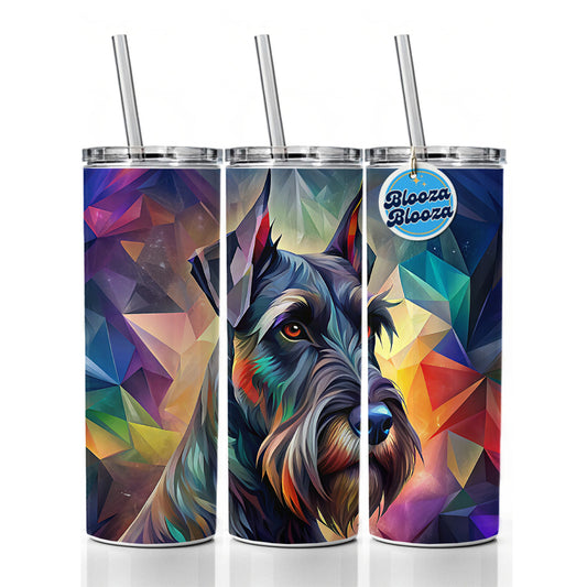 Giant Schnauzer Dog Abstract Stylized Art Skinny Tumbler 20oz with Straw Insulated Water Bottle Gift