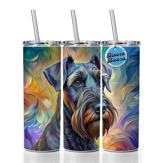 Giant Schnauzer Dog Expressionism Art Skinny Tumbler 20oz with Straw Insulated Water Bottle Gift