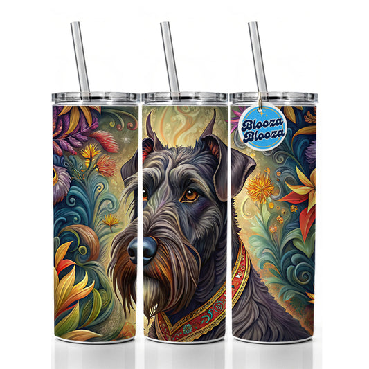 Giant Schnauzer Dog French Bohemian Art Skinny Tumbler 20oz with Straw Insulated Water Bottle Gift