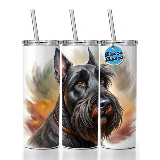 Giant Schnauzer Dog Illustration Skinny Tumbler 20oz with Straw Insulated Water Bottle Gift