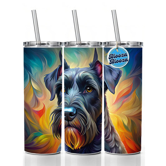 Giant Schnauzer Dog Pop Art Skinny Tumbler 20oz with Straw Insulated Water Bottle Gift