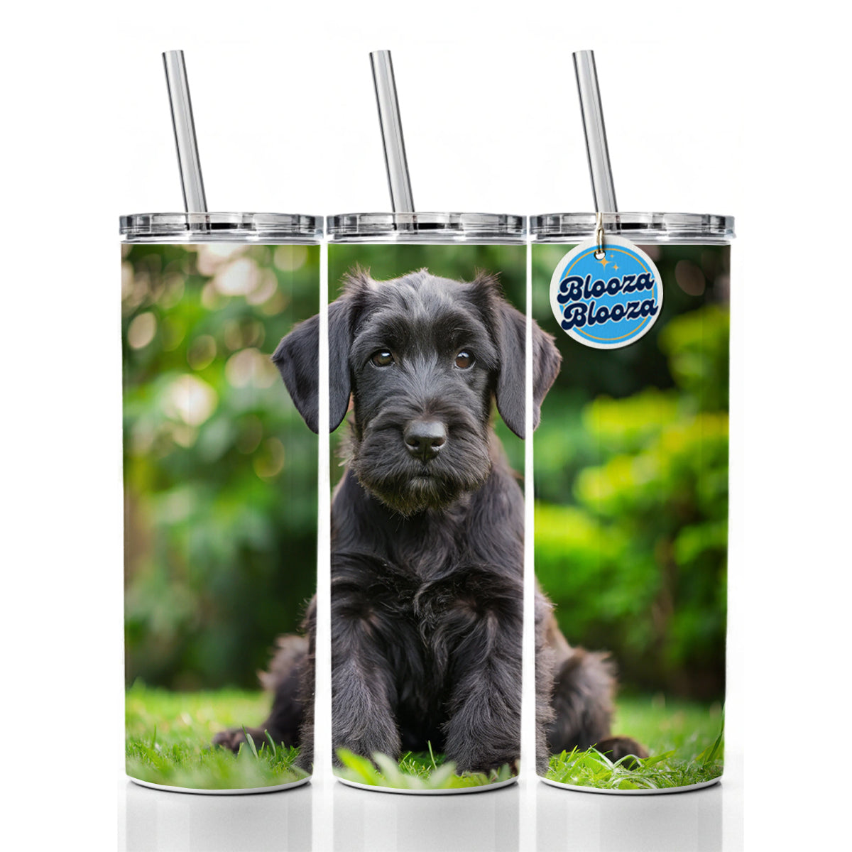 Giant Schnauzer Dog Puppy Photo Skinny Tumbler 20oz with Straw Insulated Water Bottle Gift