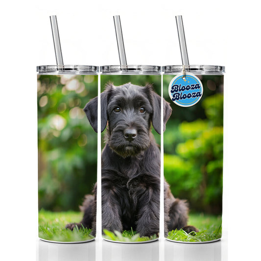 Giant Schnauzer Dog Puppy Photo Skinny Tumbler 20oz with Straw Insulated Water Bottle Gift
