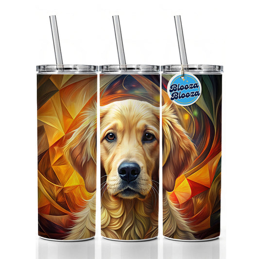 Golden Retriever Dog Abstract Art Skinny Tumbler 20oz with Straw Insulated Water Bottle Gift