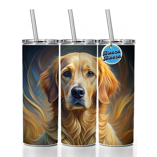 Golden Retriever Dog Abstract Stylized Art Skinny Tumbler 20oz with Straw Insulated Water Bottle Gift