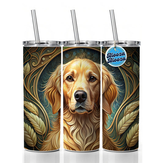 Golden Retriever Dog Art Nouveau Skinny Tumbler 20oz with Straw Insulated Water Bottle Gift