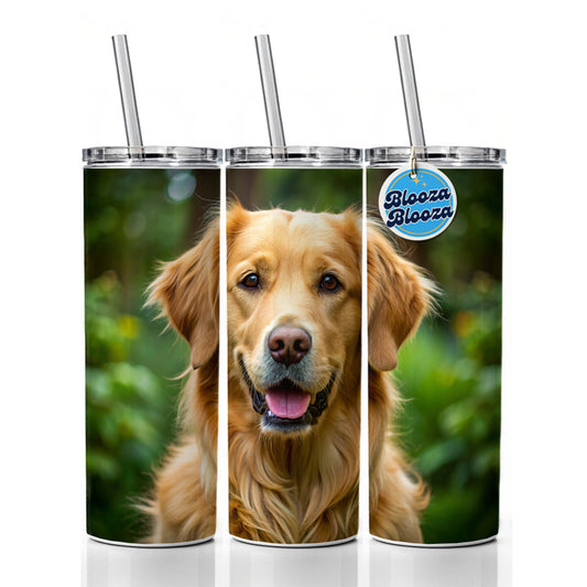 Golden Retriever Dog Photo Skinny Tumbler 20oz with Straw Insulated Water Bottle Gift