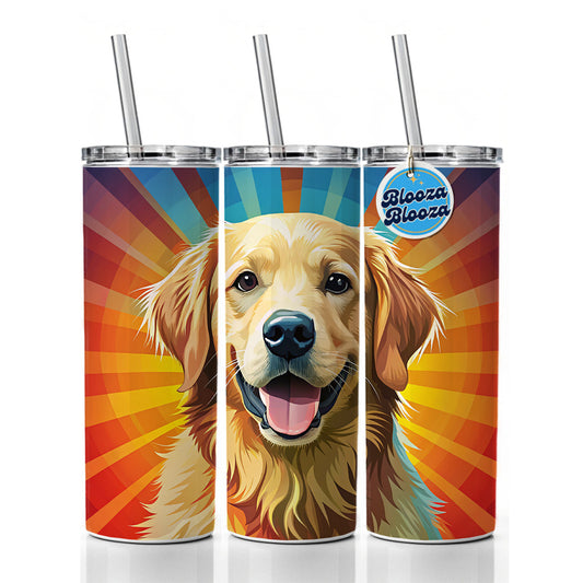 Golden Retriever Dog Pop Art Skinny Tumbler 20oz with Straw Insulated Water Bottle Gift