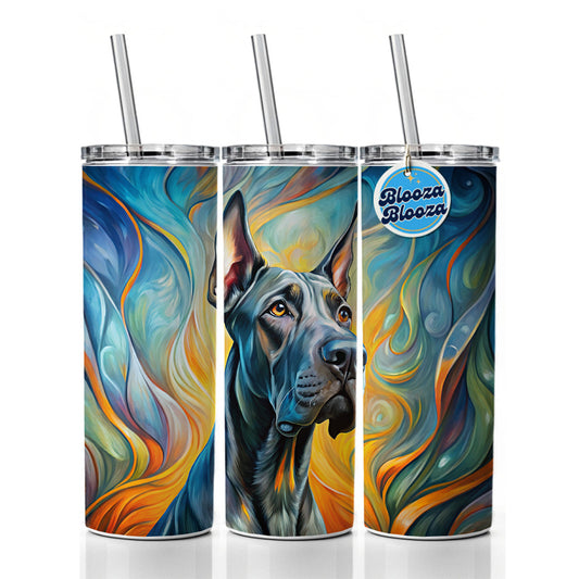 Great Dane Dog Abstract Art Skinny Tumbler 20oz with Straw Insulated Water Bottle Gift