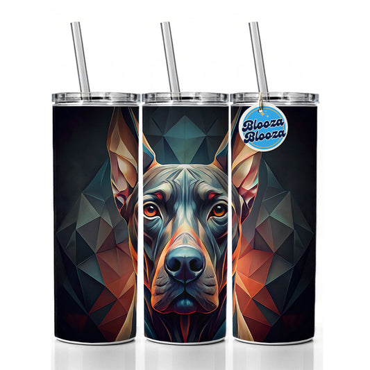 Great Dane Dog Abstract Stylized Art Skinny Tumbler 20oz with Straw Insulated Water Bottle Gift