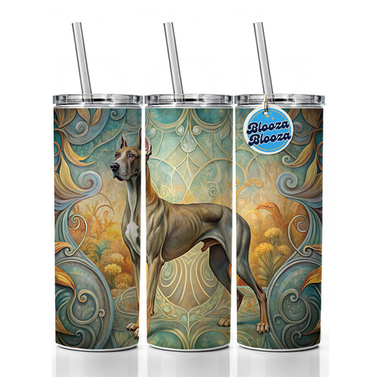 Great Dane Dog Art Nouveau Skinny Tumbler 20oz with Straw Insulated Water Bottle Gift