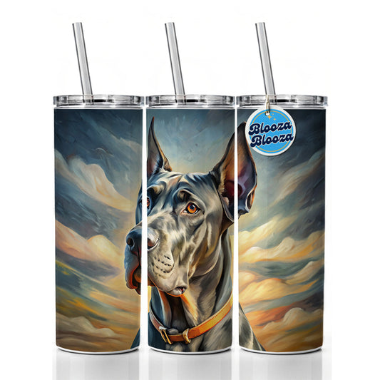 Great Dane Dog Expressionism Art Skinny Tumbler 20oz with Straw Insulated Water Bottle Gift
